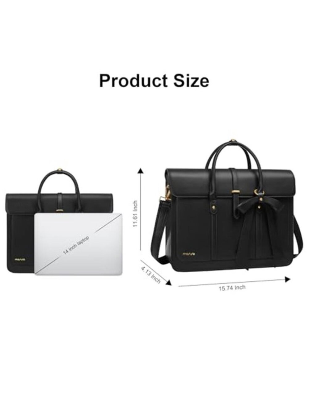Women's Laptop Bag PU Leather Laptop Shoulder Bag Convertible Backpack - Picture 5 of 6